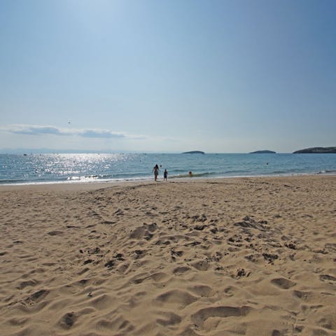 Visit the sandy beach of Porth Neigwl, only a five-minute drive away