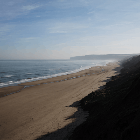 Stroll along the golden sands of Filey's five miles of award-winning beach