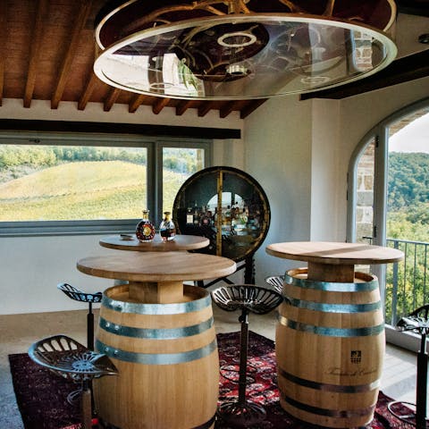Sample the house wine in the medieval tower, then relax in the sauna
