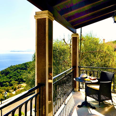 Take some time to admire views over the Northern Ionian Sea from the balcony 