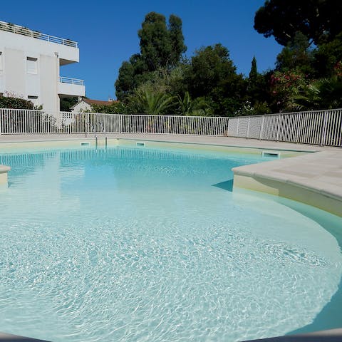 Cool off in the large swimming pool