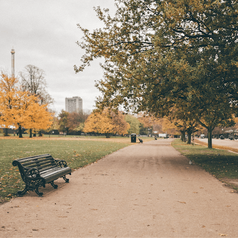 Stretch your legs in nearby Hyde Park – the perfect spot for a morning jog