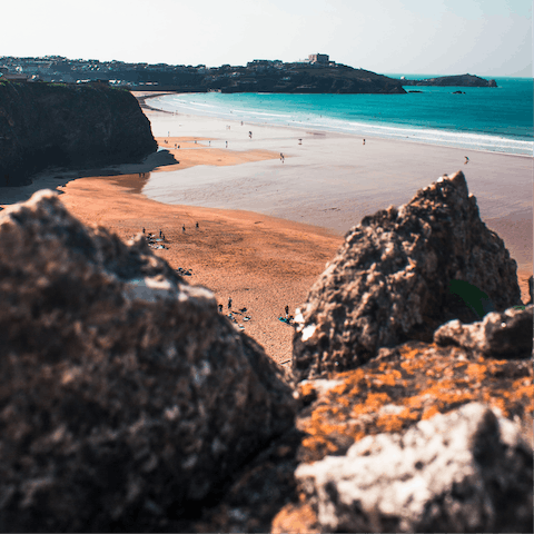 Drive thirteen minutes to beautiful Tolcarne Beach 