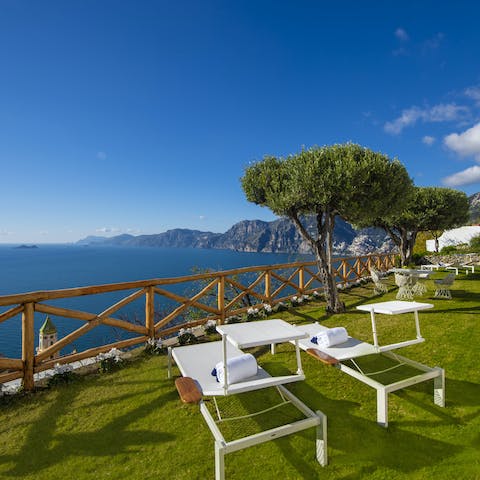 Sunbathe on the garden terrace and drink in the view