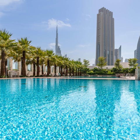 Gaze out over the Burj Khalifa from the stunning outdoor pool