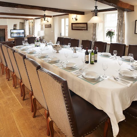 Have a private caterer serve up group meals at the formal dining area