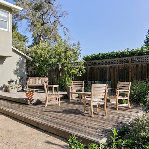 Relax in the peaceful haven of the backyard