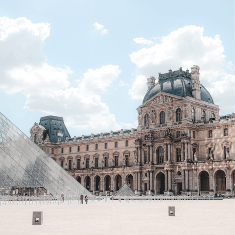 Catch the metro into the centre of the city and be outside the Louvre in half an hour