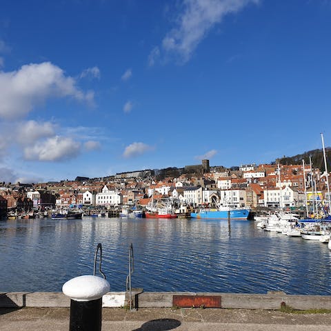 Go for a relaxing stroll along Scarborough Harbour, a twenty-minute walk from home