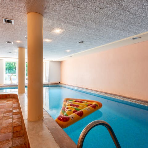 Take the plunge in the on-site pool, complete with inflatables