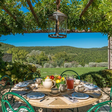 Enjoy an al fresco breakfast surrounded by greenery