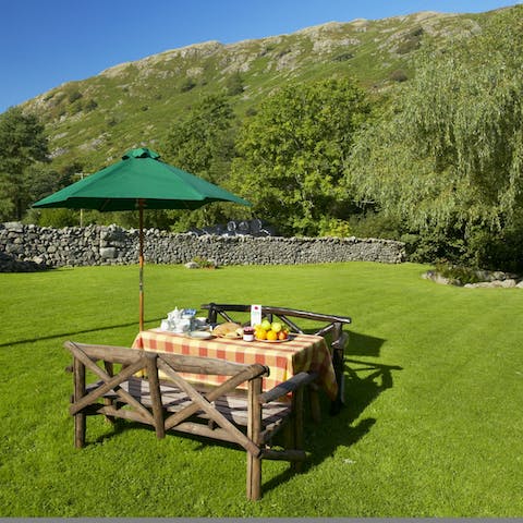 Enjoy fresh orange juice or cup of coffee on the outdoor table