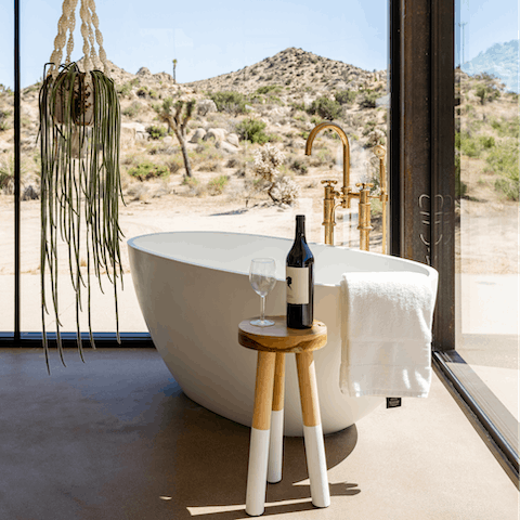 Unwind in this sculptural soaking tub with extraordinary views