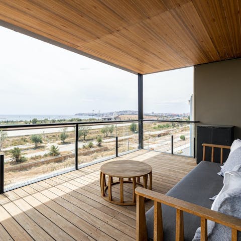 Admire the sea views from the private balcony