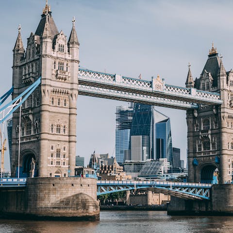 Stroll towards the river and admire iconic landmarks like Tower Bridge 