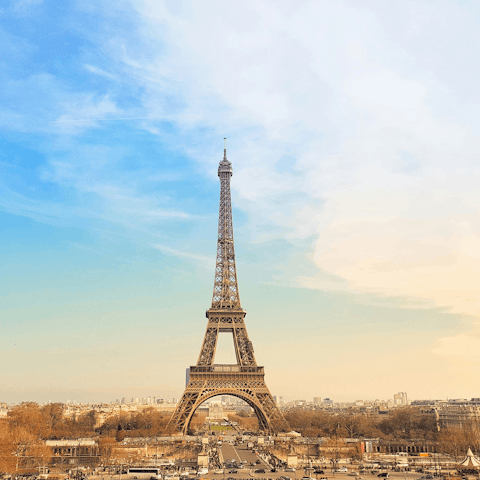 Stroll through Trocadéro for impressive views across the Eiffel Tower