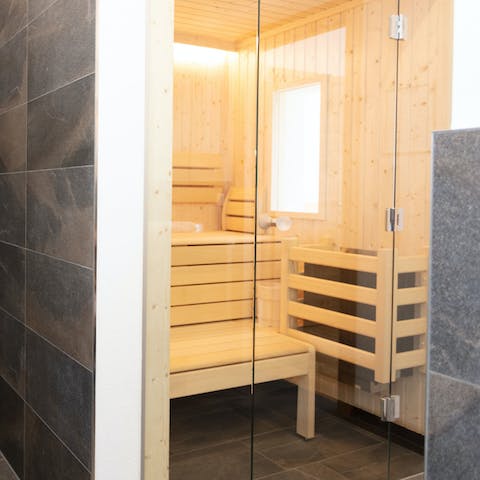 Unwind in the private sauna after a long day