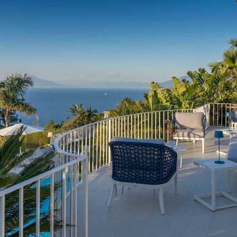 Enjoy idyllic sea views whilst relaxing on the balcony 