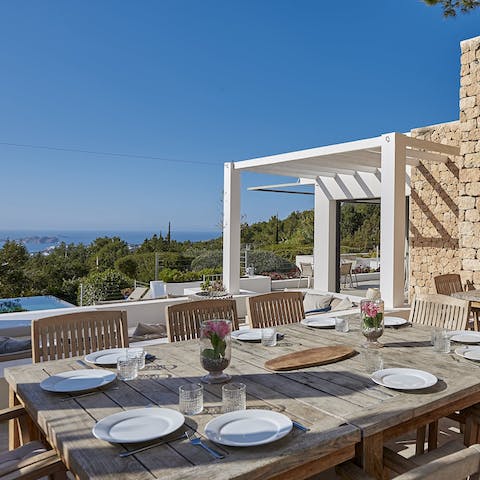 Gather outside for sunset drinks and alfresco meals with a view