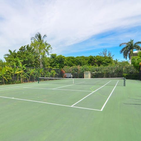 Practice your serve on the private tennis courts