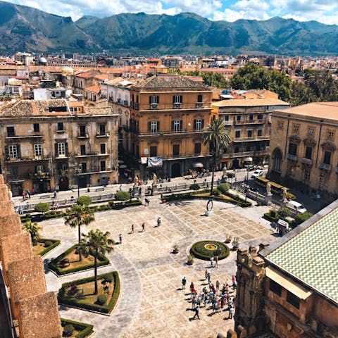 Explore the sun-soaked streets of Palermo, a twenty-minute drive from home