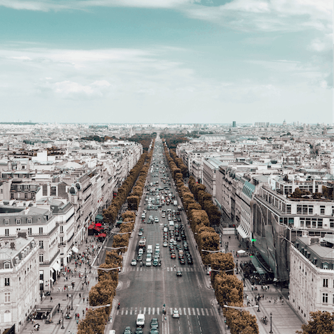 Experience the vibrant energy of the city on the Champs-Élysées – just ten–minutes away