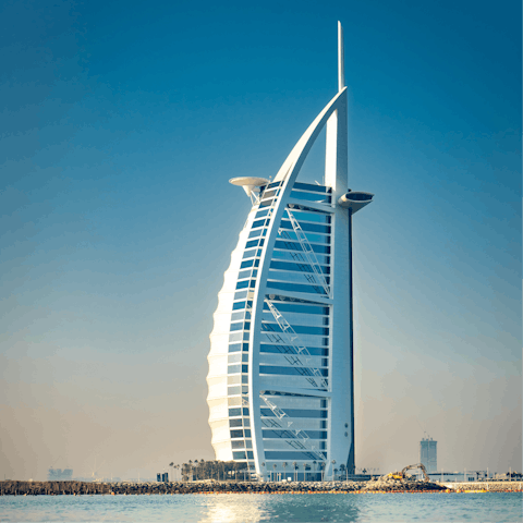 Admire Burj Al Arab – a 28-minute drive away