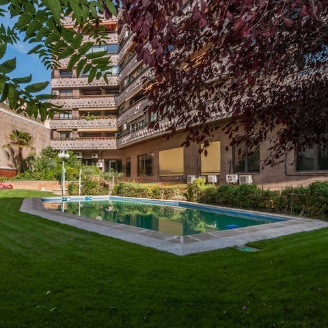 Spend afternoons taking dips in the communal pool