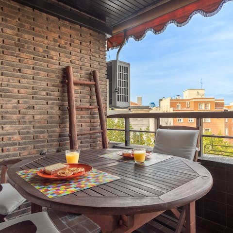 Enjoy your breakfast on the private balcony