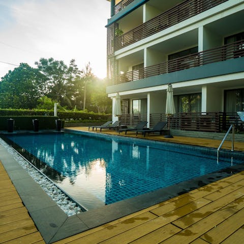 While away the hours in the pool under the gentle glow of the summer sun