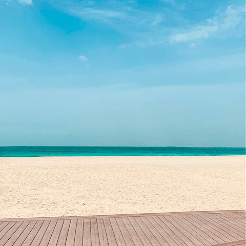 Spend by the day by JBR beach, lounging, swimming, playing watersports – you're just a ten-minute drive away