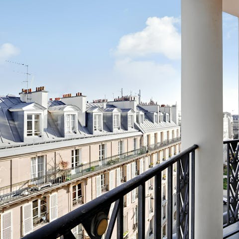 Step out onto the Juliet balcony and admire the street views