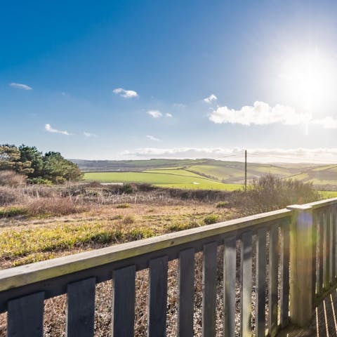 Take in stunning Cornish countryside views from the terrace 