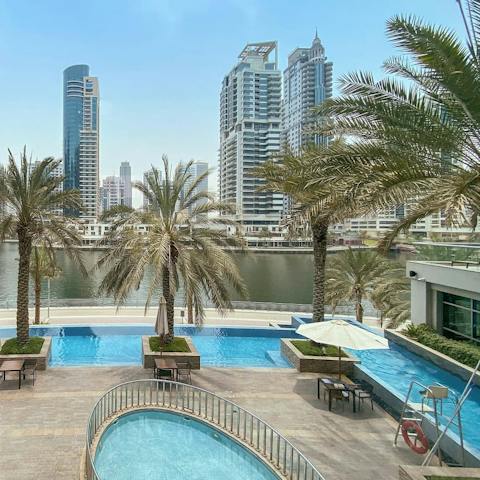 Go for a dip in the shared swimming pool to cool off