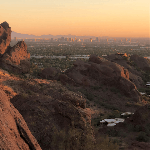 Set off on an early morning hike up Camelback Mountain for breathtaking views over Phoenix