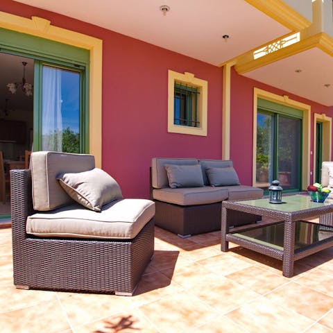 Relax and unwind in one of the many sunny seating areas