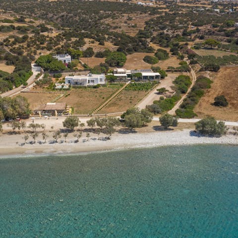 Saunter down to the sands of Glyfa, where refreshments await in the beachside cafe