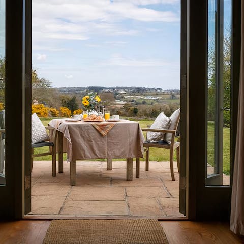 Dine alfresco on the picturesque open-air table