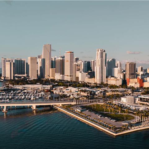 Swap the sea for the city and take a fifteen minute car ride to Downtown Miami