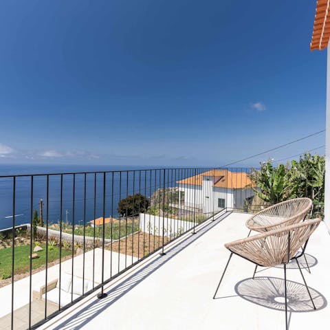 Be inspired by the expansive views across the ocean from the balcony