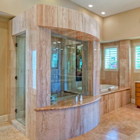 Get the full spa treatment in the master bathroom