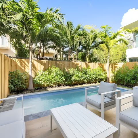 Slip into the private swimming pool before a drink on the patio