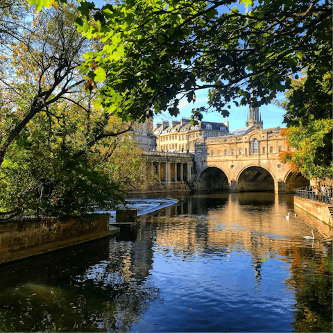 Drive thirty-two minutes to take in the galleries, museums and spas of historic Bath