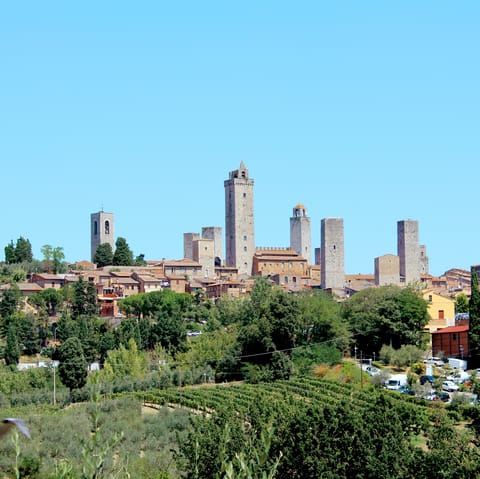 Drive to San Gimignano, 7.6km away, and marvel at the towers