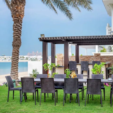 Dine alfresco by your own private beach