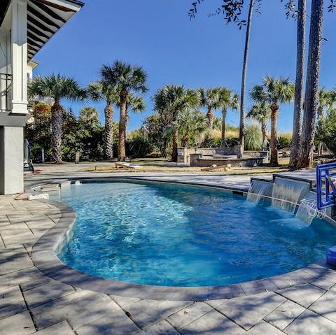 Cool off in the outdoor swimming pool