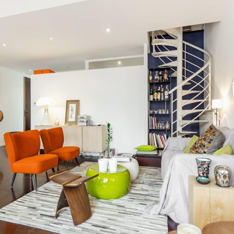 Kick back and relax in the vibrant open-plan living room