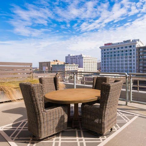 Admire the Big Easy's skyline from the communal rooftop terrace