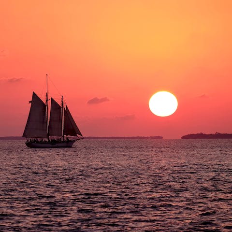 Celebrate sunset at Mallory Square's nightly festival – it's an eighteen-minute walk