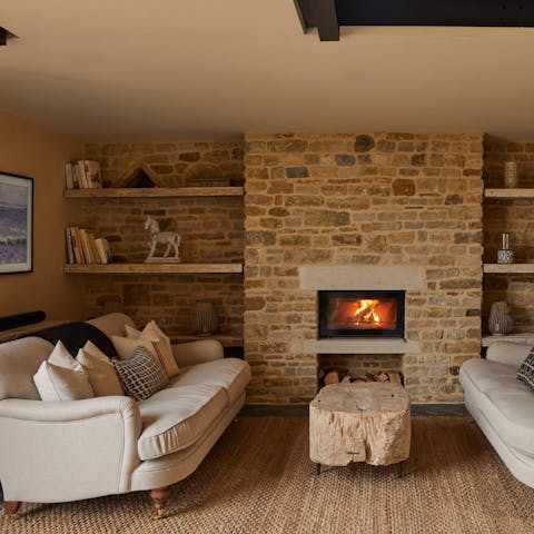 Cosy up in front of the fireplace with a good book on chilly nights